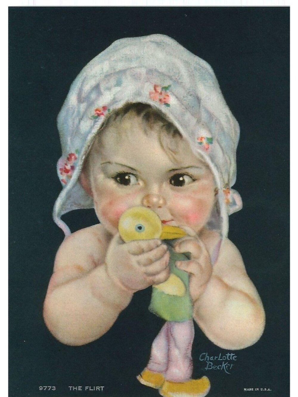🎨 2 for $20 Vintage Calendar Print " The Flirt" by Charlotte Becker 5.75 x 7.75